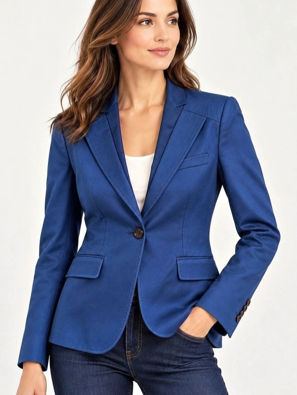 Vintage 2007 Gucci by Frida Giannini Blue Stretch Cotton Tailored Blazer Jacket